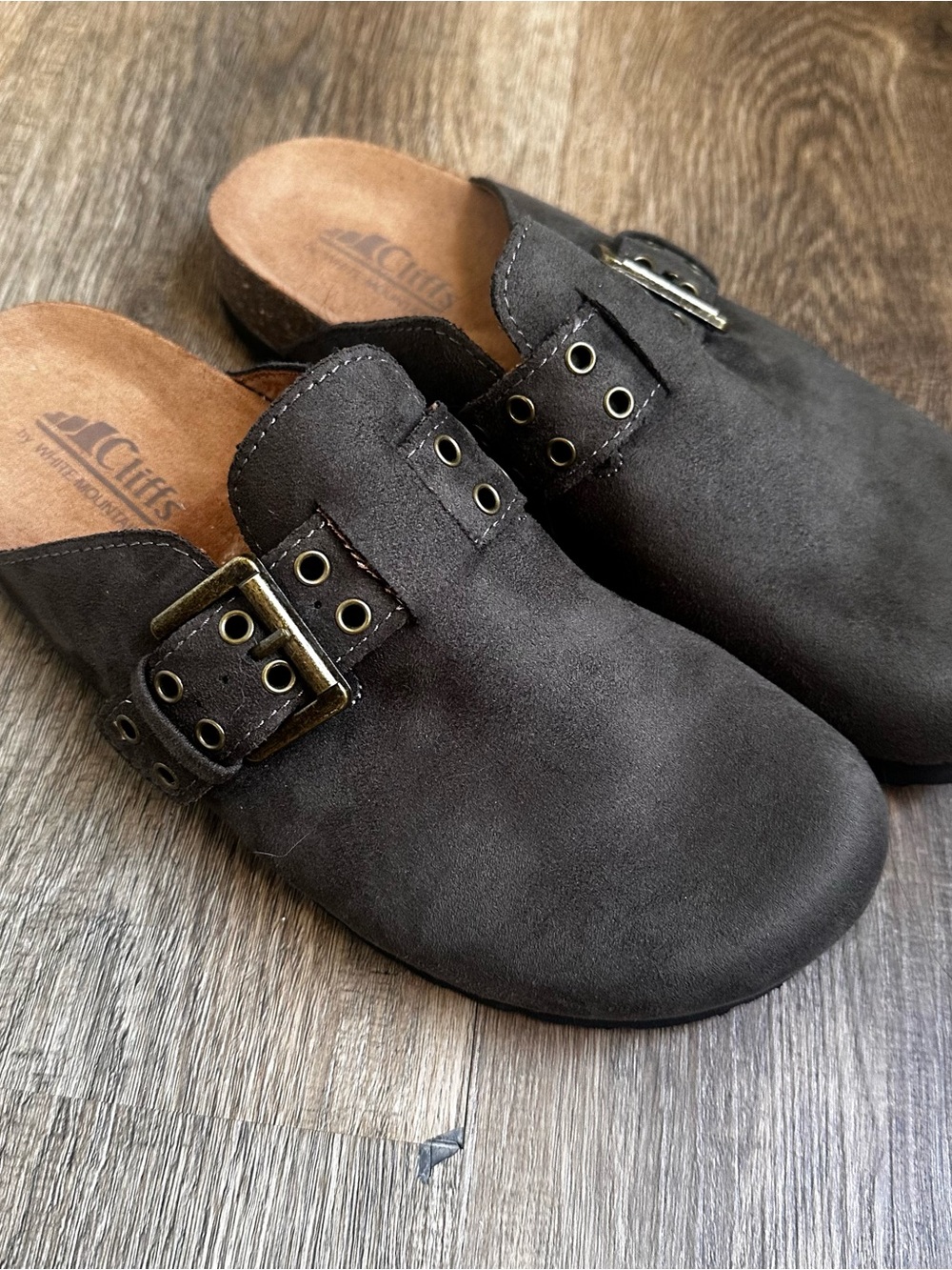 Cliffs by White Mountain Dark Gray Suede Slip-On Clogs